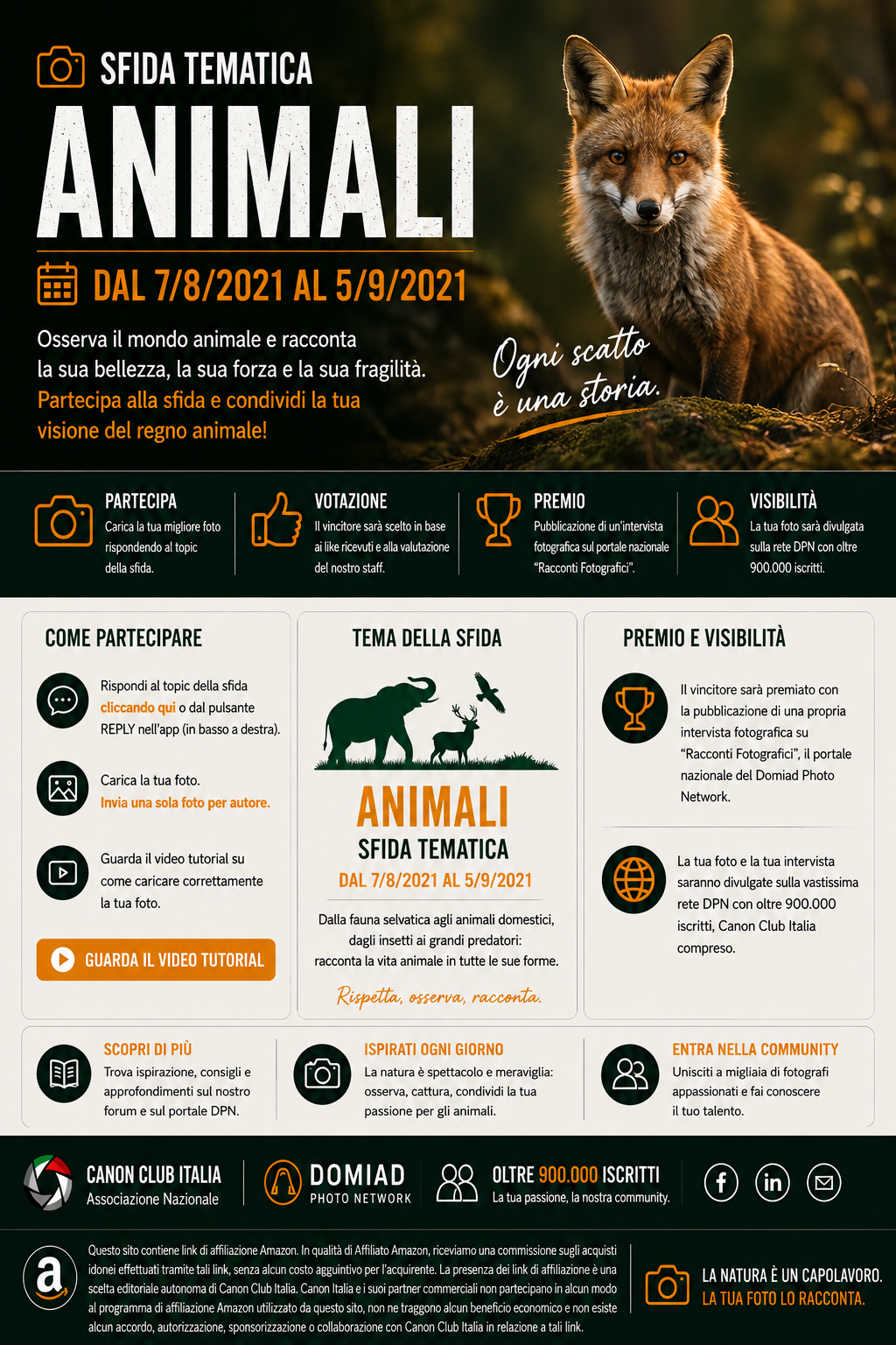 Sfida Tematica ANIMALI – dal 7/8/2021 al 5/9/2021