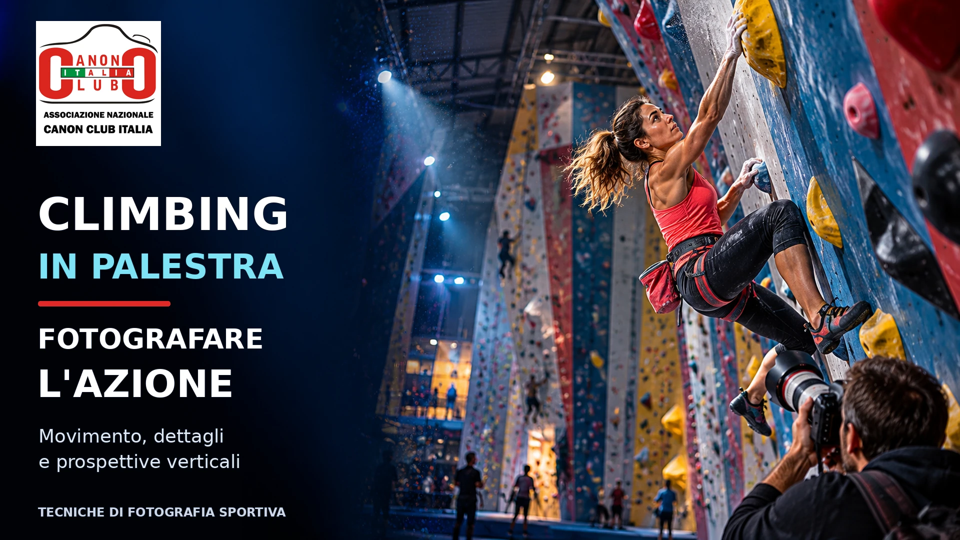 Climbing in palestra: strategie di scatto per azione e dettagli in evoluzione verticale